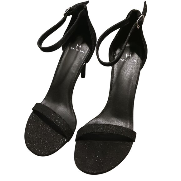 NEW H Halston Women's Maui Open-Toe Ankle-Strap‎ Sparkle Dress Sandals Black 8 - Picture 4 of 10